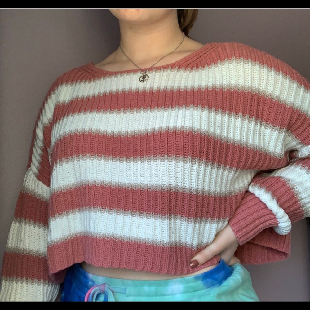 Pink striped American Eagle sweater